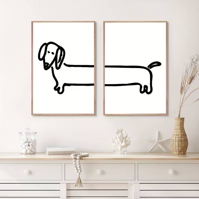 Photography Interior - 2PCS Modern Dachshund Funny DogWall Art